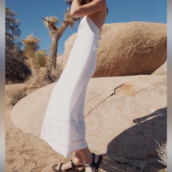 NWOT Madewell Embroidered Eyelet Tie-Back Cami Midi Dress Size 12 - Picture 5 of 9